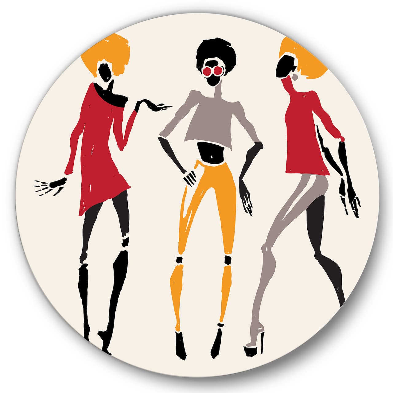 Designart - African American Women Silhouettes I - Modern Metal Circle Wall Art